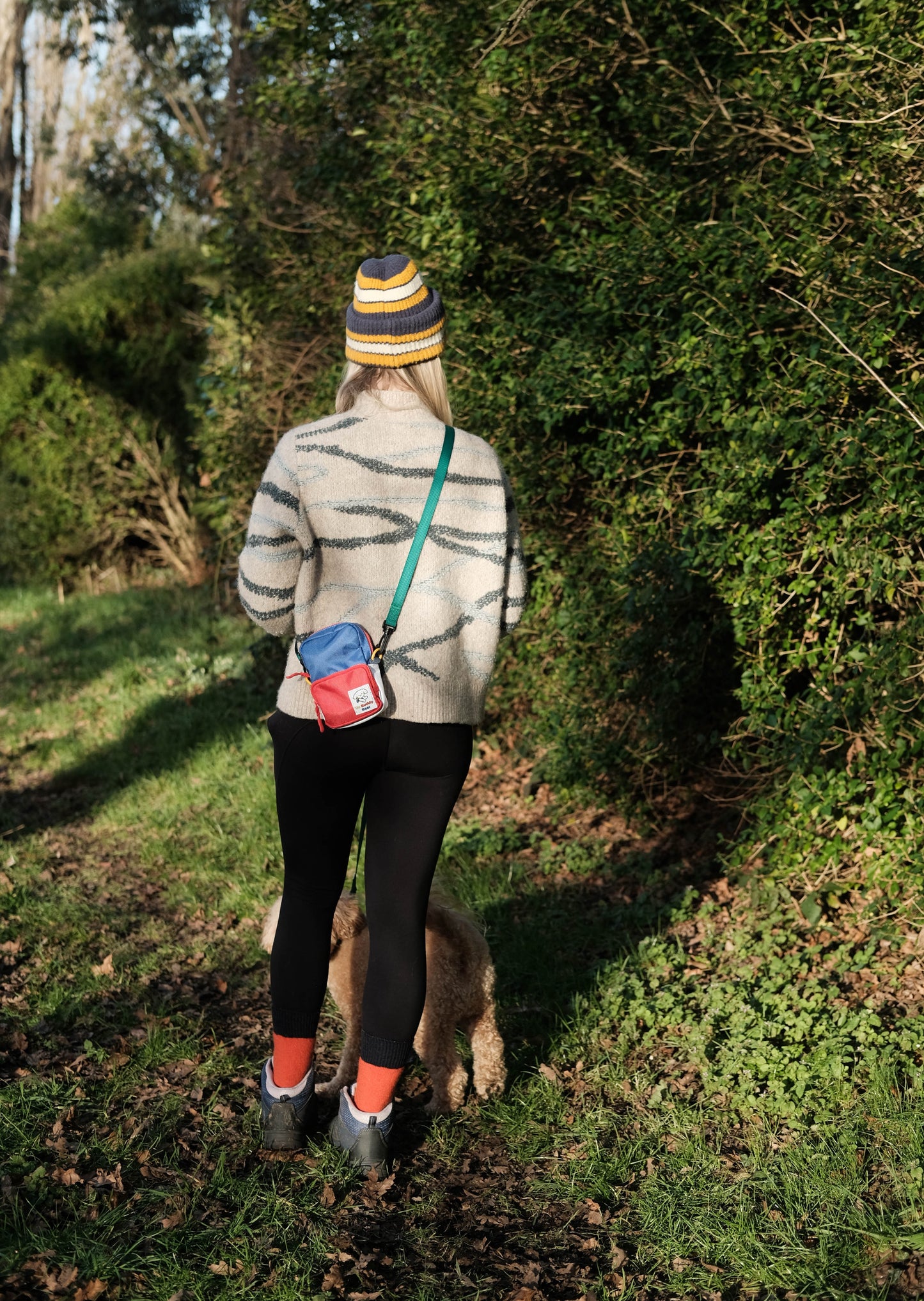 YBB Dog Walking Bag - Red, Blue & White